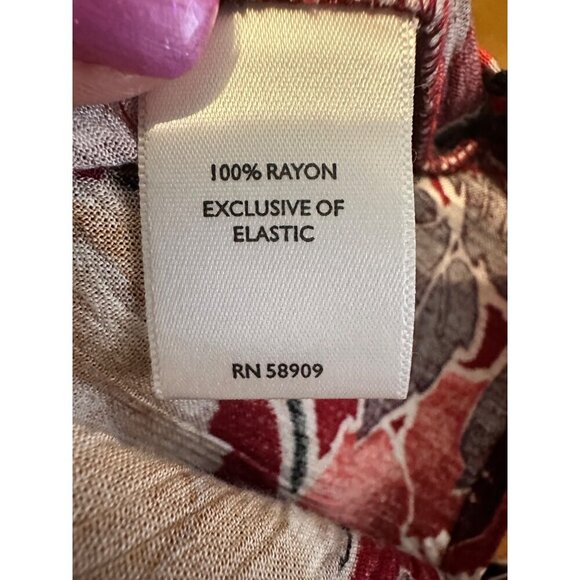 Floral Long Sleeve Blouse W Shirred Neckline & Tie Detail By Nurture Large NWT - Picture 11 of 12